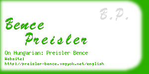 bence preisler business card